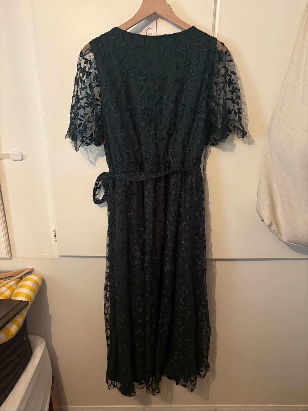 Baltic Born Dark Green Lace Wrap Midi Dress - Picture 2 of 3
